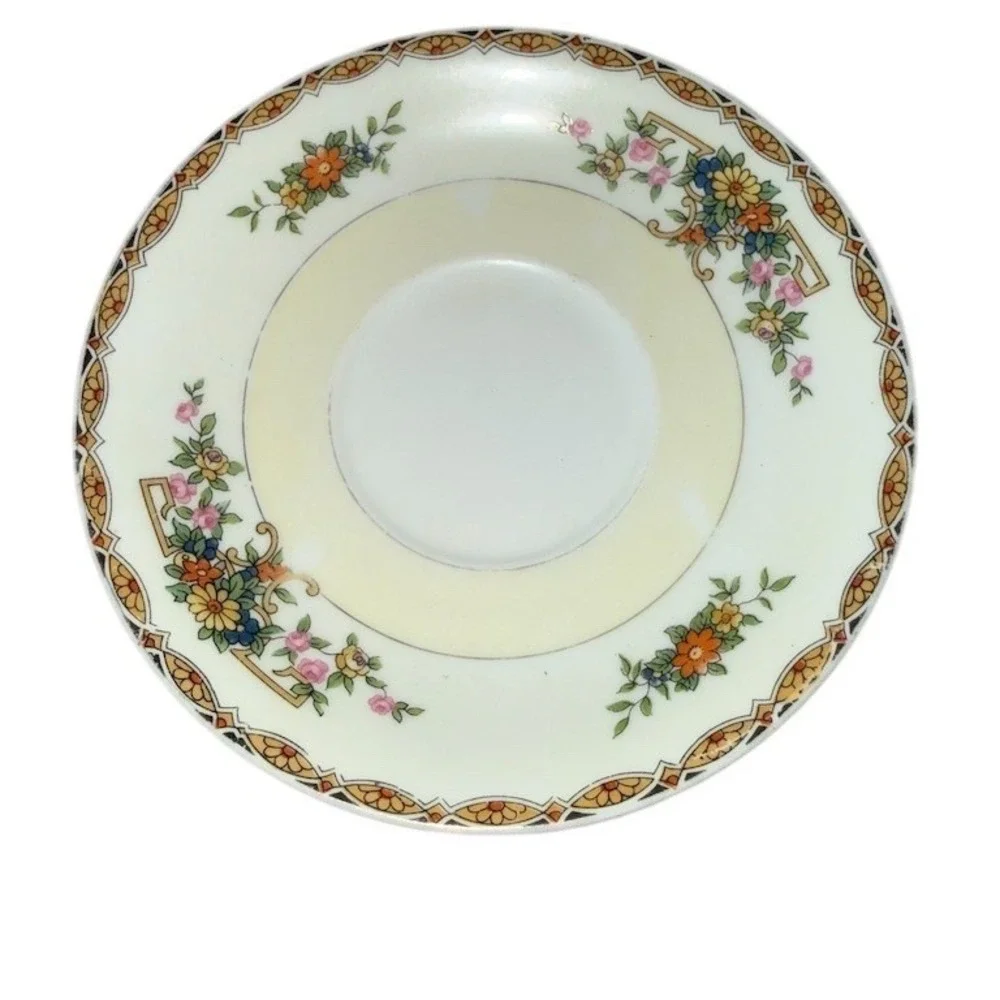 Noritake Renovia Floral‎ Saucer Plate Multicolor Gold Trim Vintage 6 in 50's